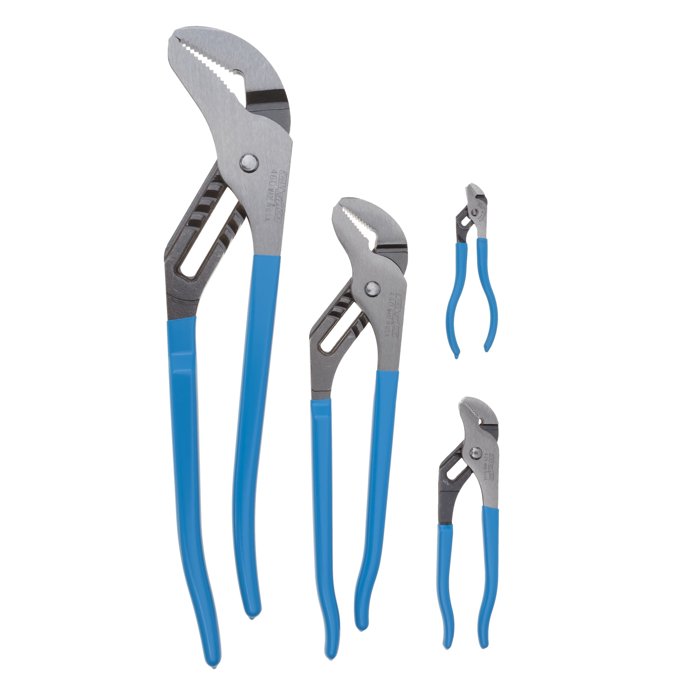 CHANNELLOCK Pro's Choice Tongue & Groove Pliers Set, Includes 4.5, 6.5, 12 and 16.5-inch Pliers, Made in USA, 4-tool set (PC-1)