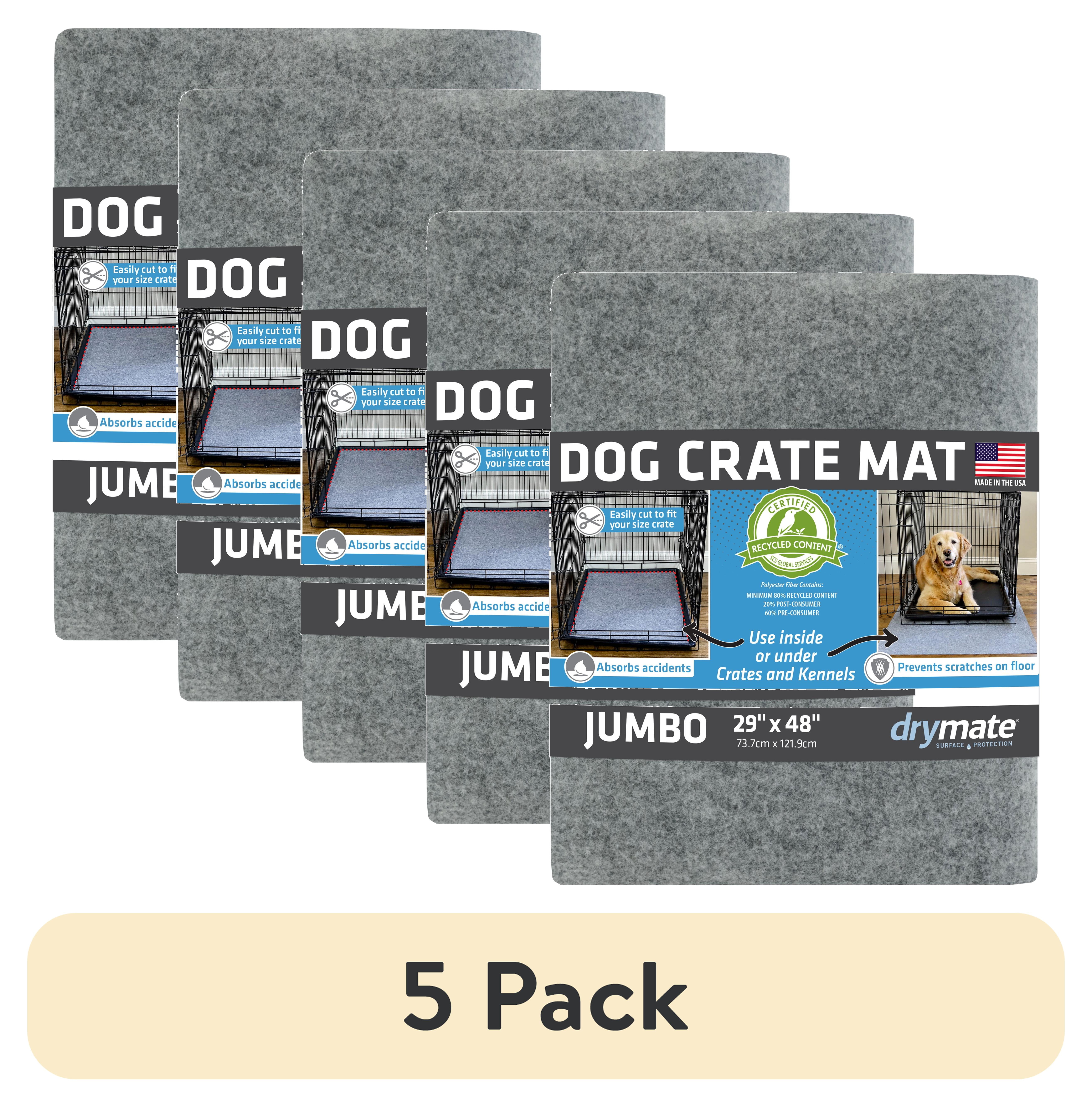 (5 pack) Drymate Dog Crate Mat Liner, Absorbent, Waterproof, Non-Slip, Machine Washable, Use Under Pet Cage to Protect Floors, Customizable, Light Grey, 48" x 29"