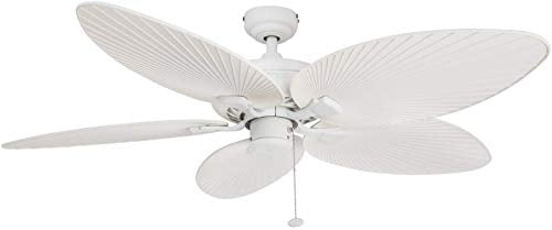 52" Honeywell Palm Island White, Tropical Ceiling Fan with Palm Blades