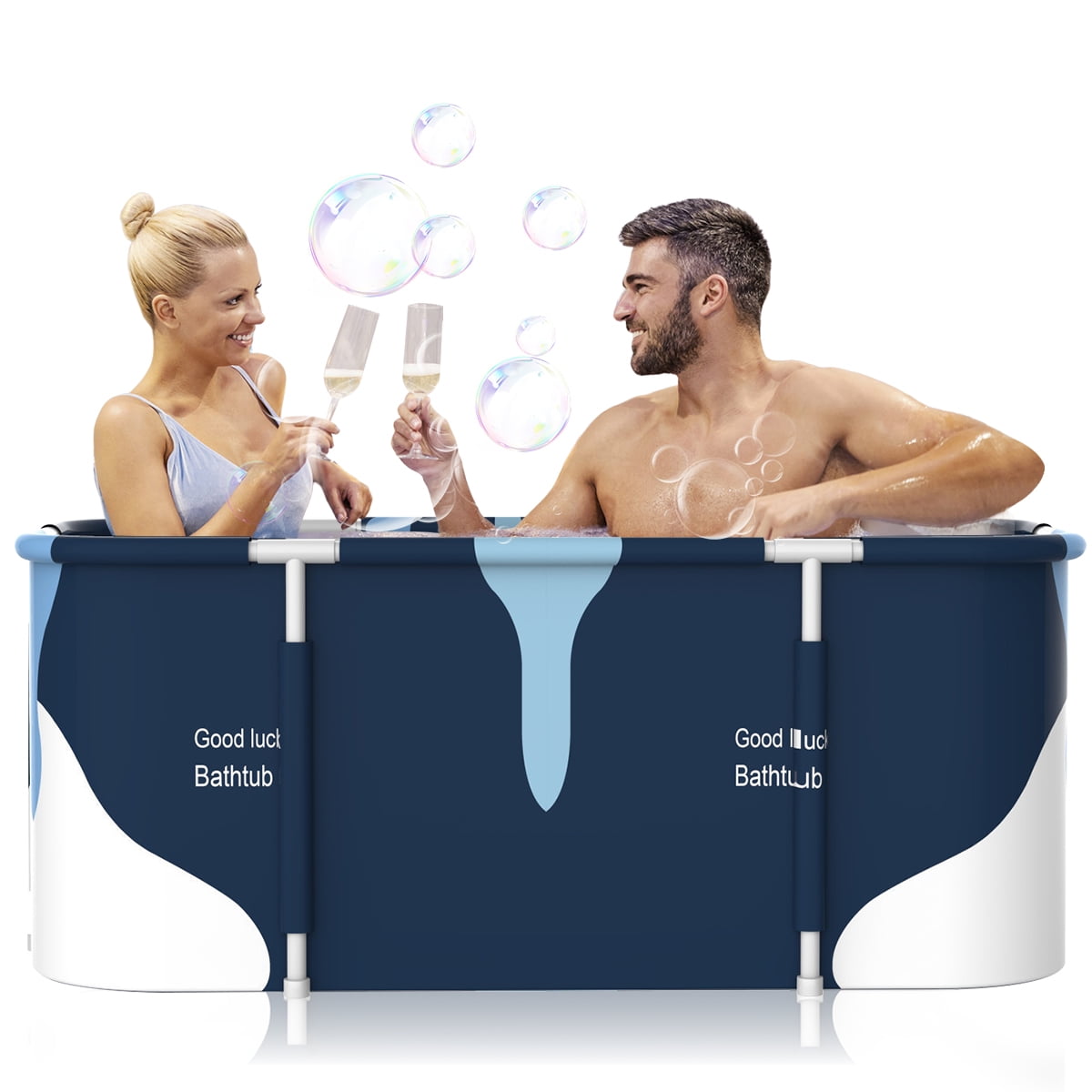 55" Foldable Bathtub for Adult and Kids, Portable Family Sauna SPA Soaking Bath Tub