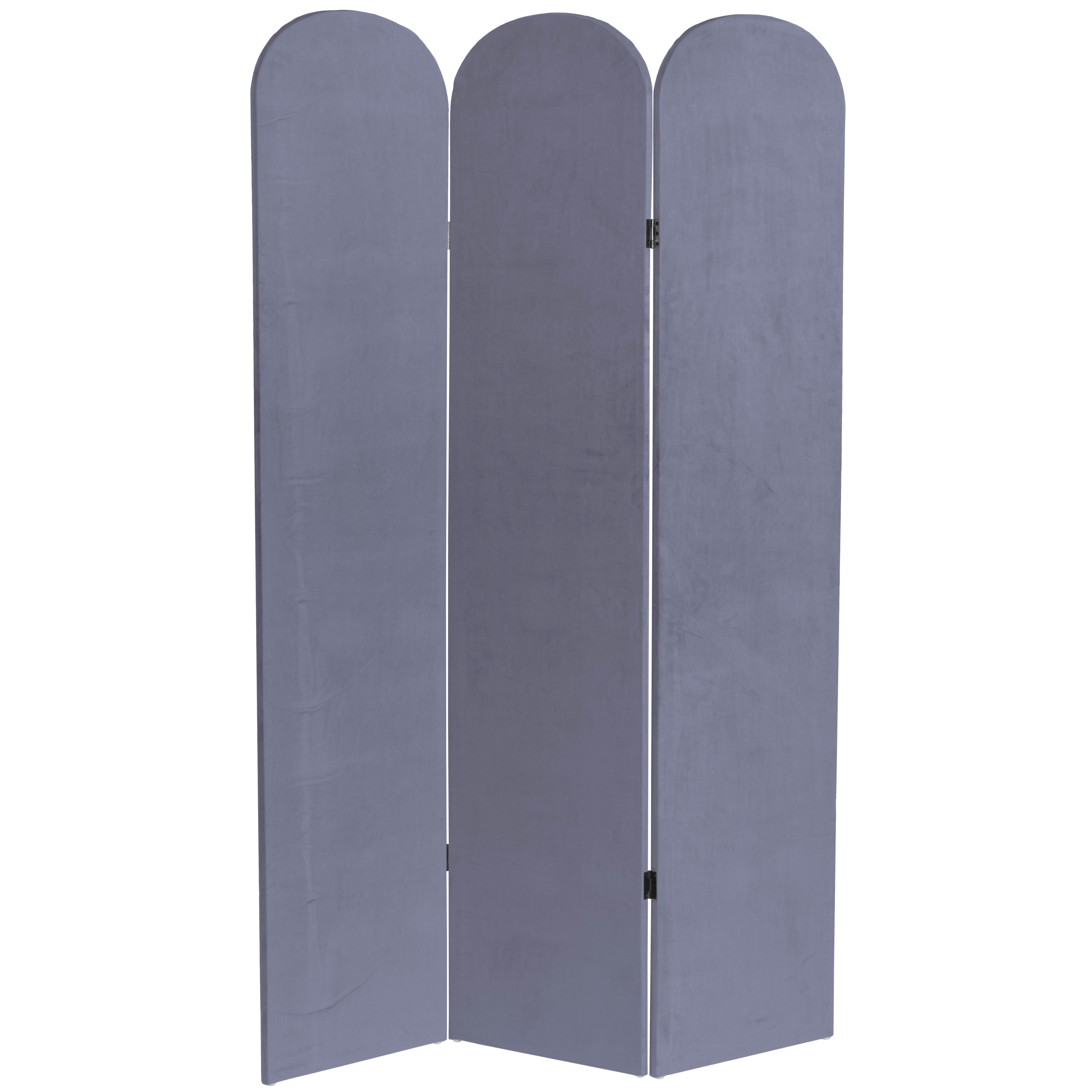 6 ft. Classic Arch Velvet Room Divider Lilac 3 Panel
