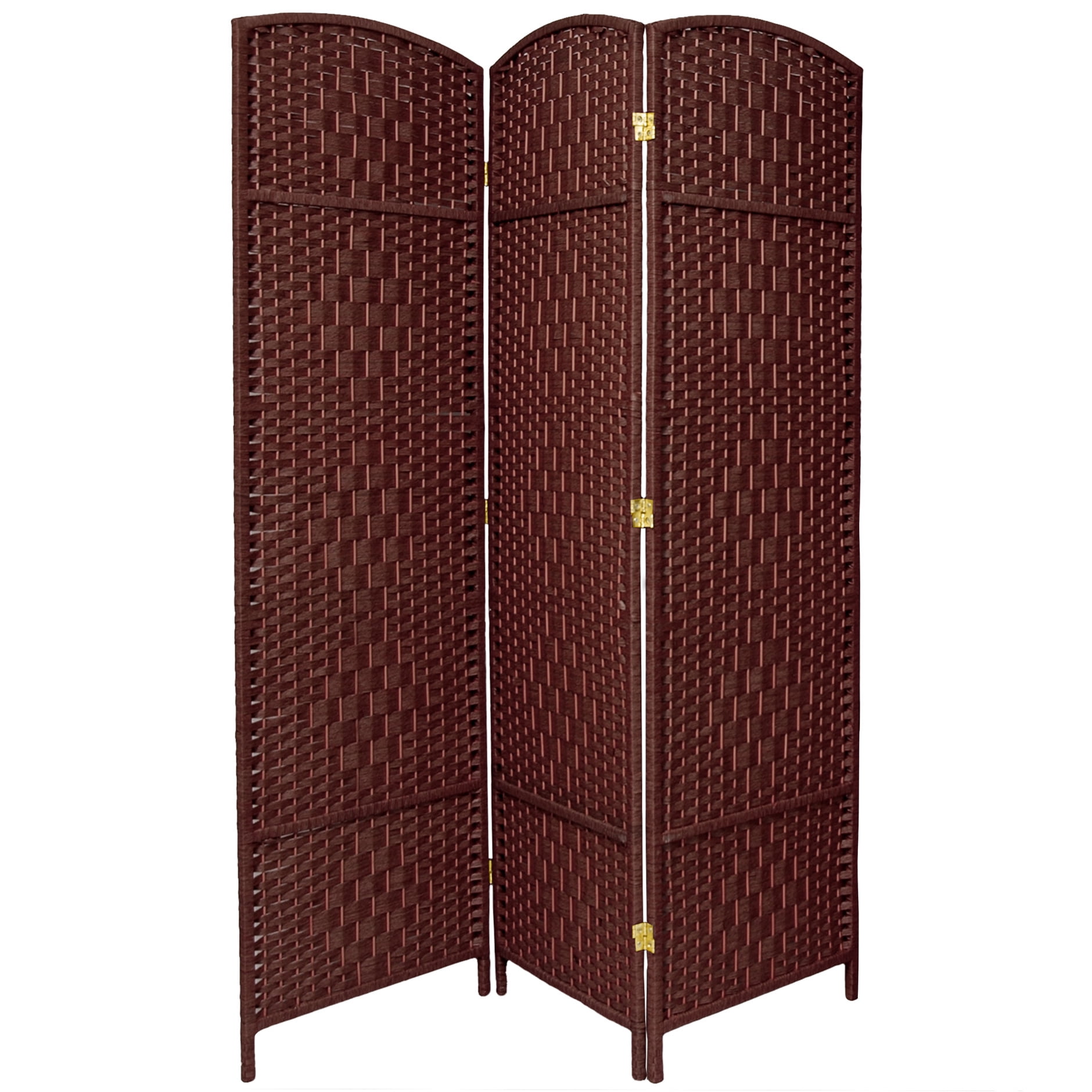 6 ft. Tall Diamond Weave Fiber Room Divider - Dark Red - 3 Panel