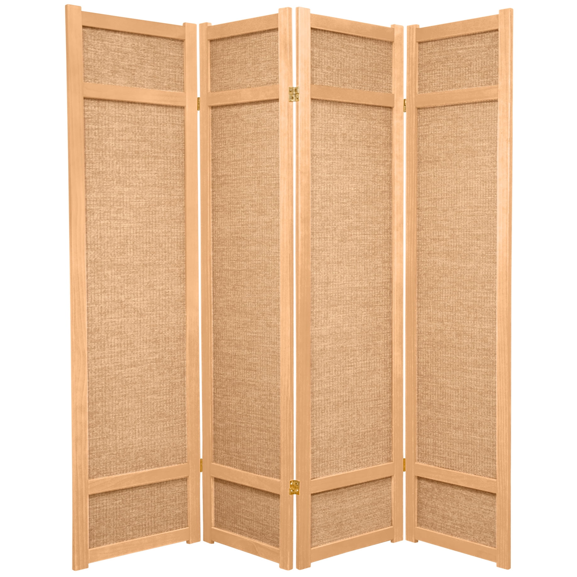 6 ft. Tall Jute Shoji Screen - 4 Panel - Natural