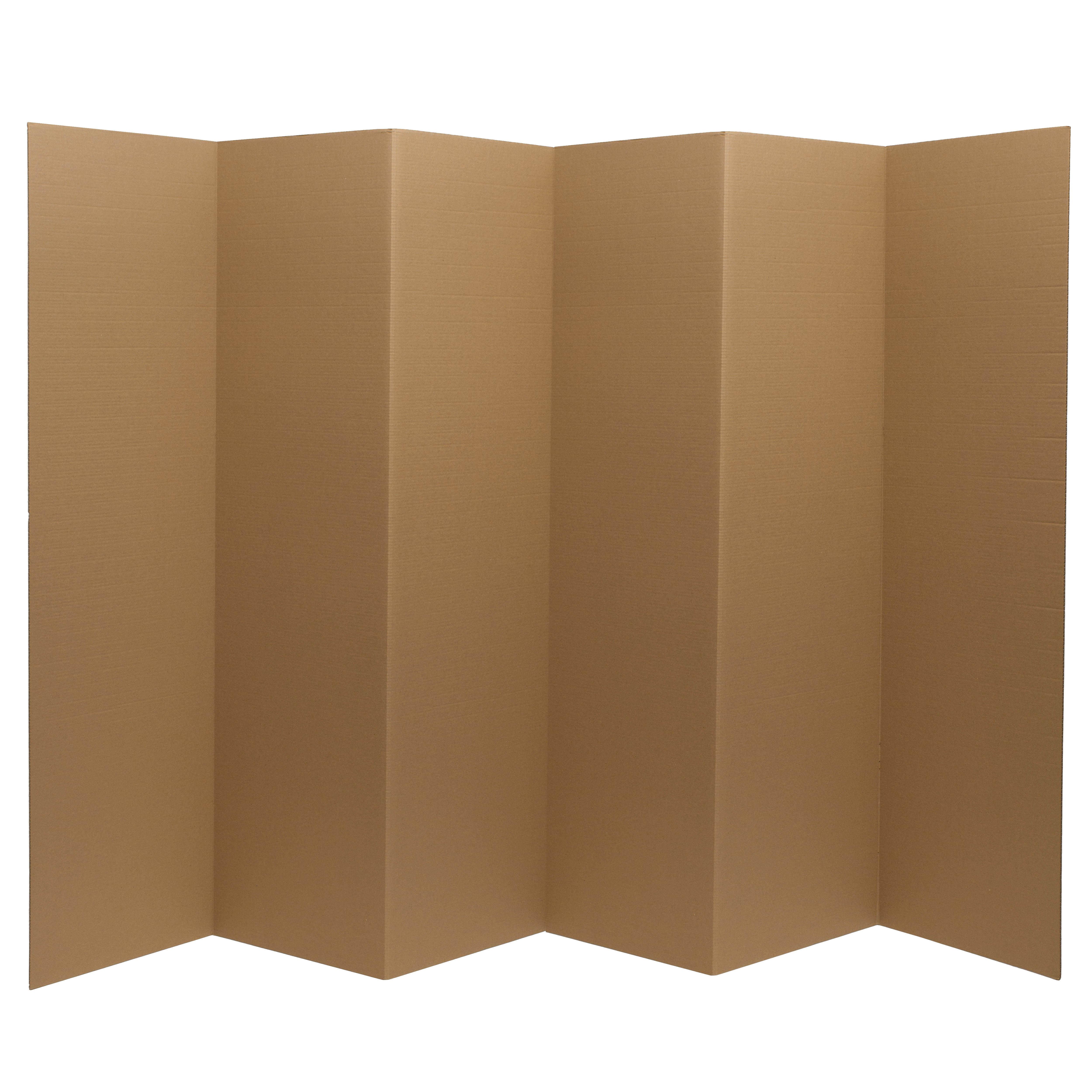 6 ft. Tall Plain Brown Cardboard Privacy Screen Room Divider - 6 Panel