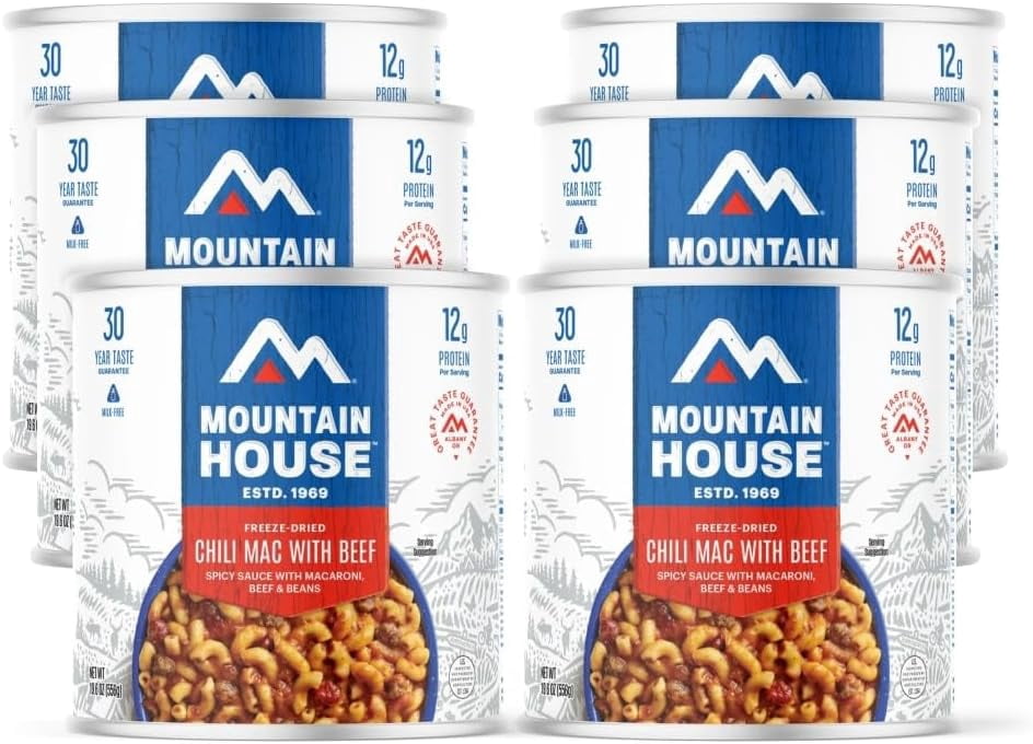 (6 Cans Pack) Mountain House Chili Mac With Beef #10 Can Freeze Dried Camping Food for Emergency