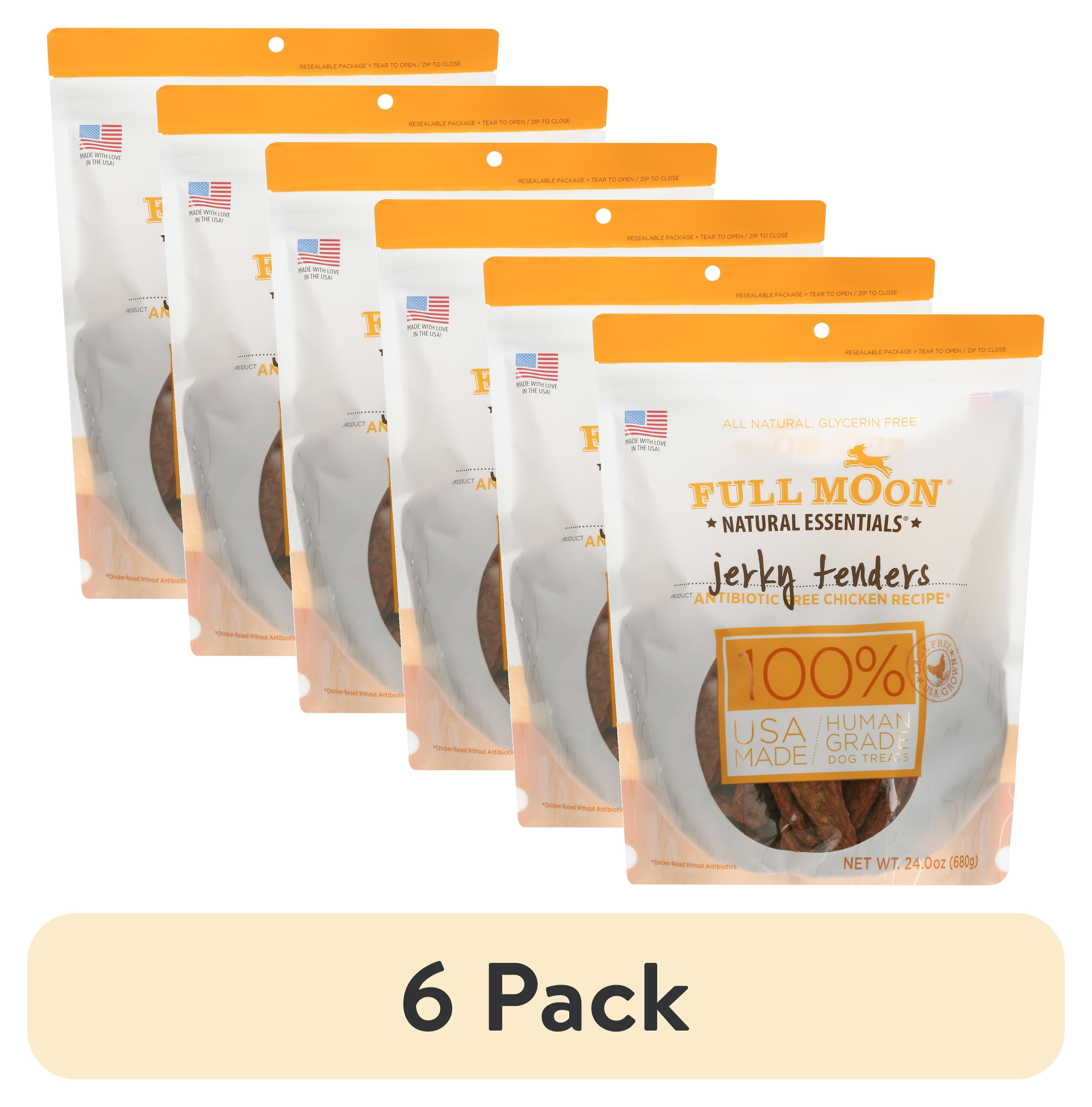 (6 pack) Full Moon All Natural Human Grade Dog Treats, Essential Chicken Jerky Tenders, 24 Ounce