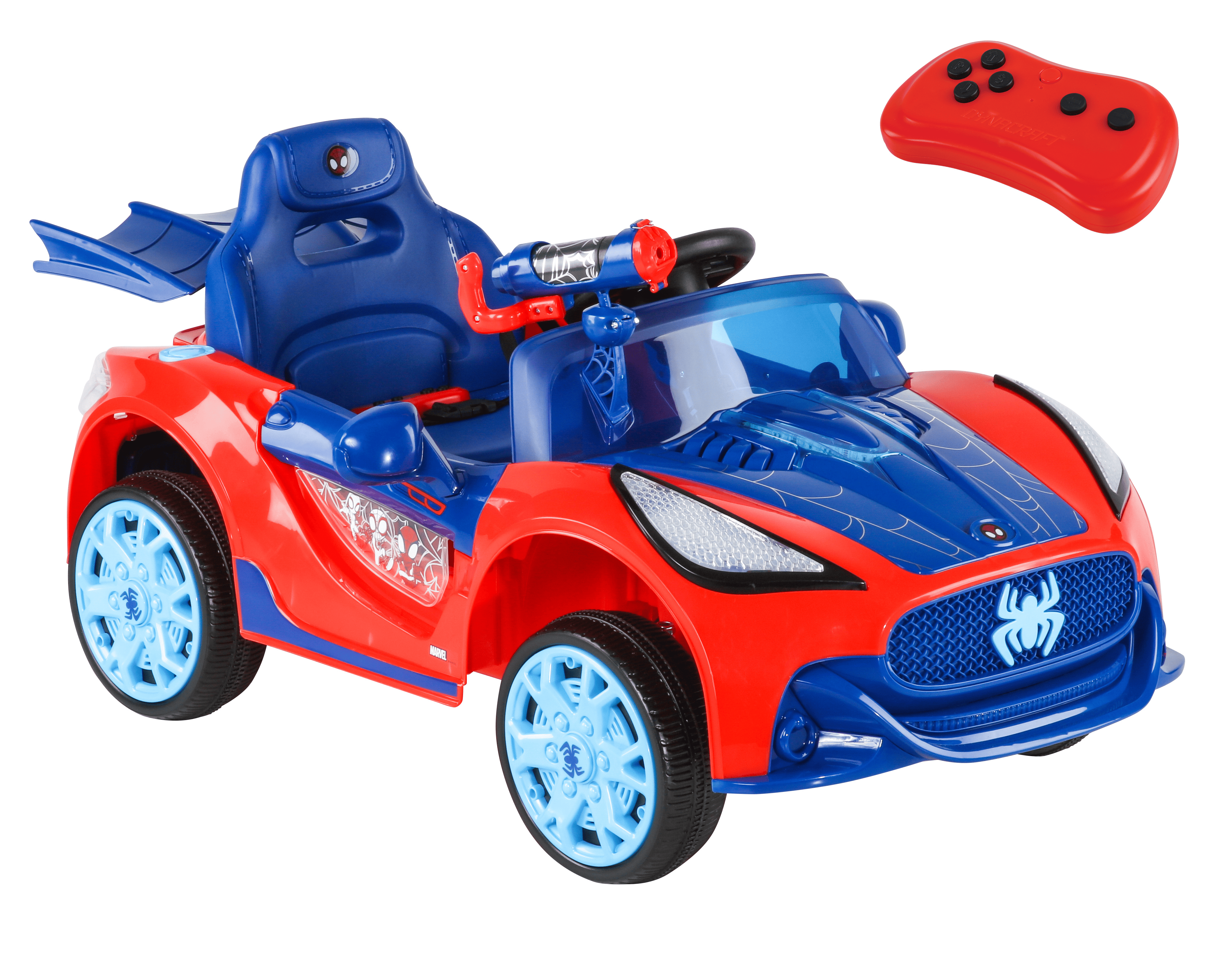 Dynacraft Spider-Man 6V Super Car, Battery Powered Ride-on with Lights and Sounds, 1 count