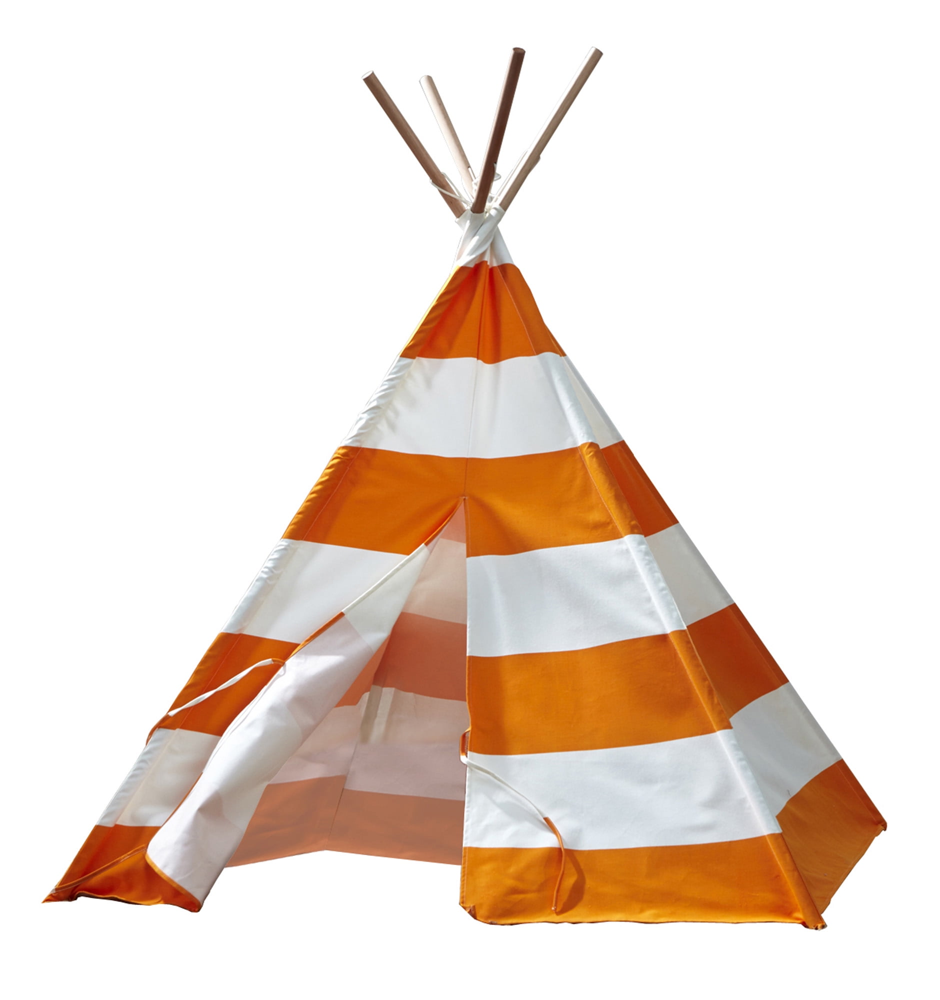 61.75" Orange and White Stripes Play Tent for Kids Children Teepee