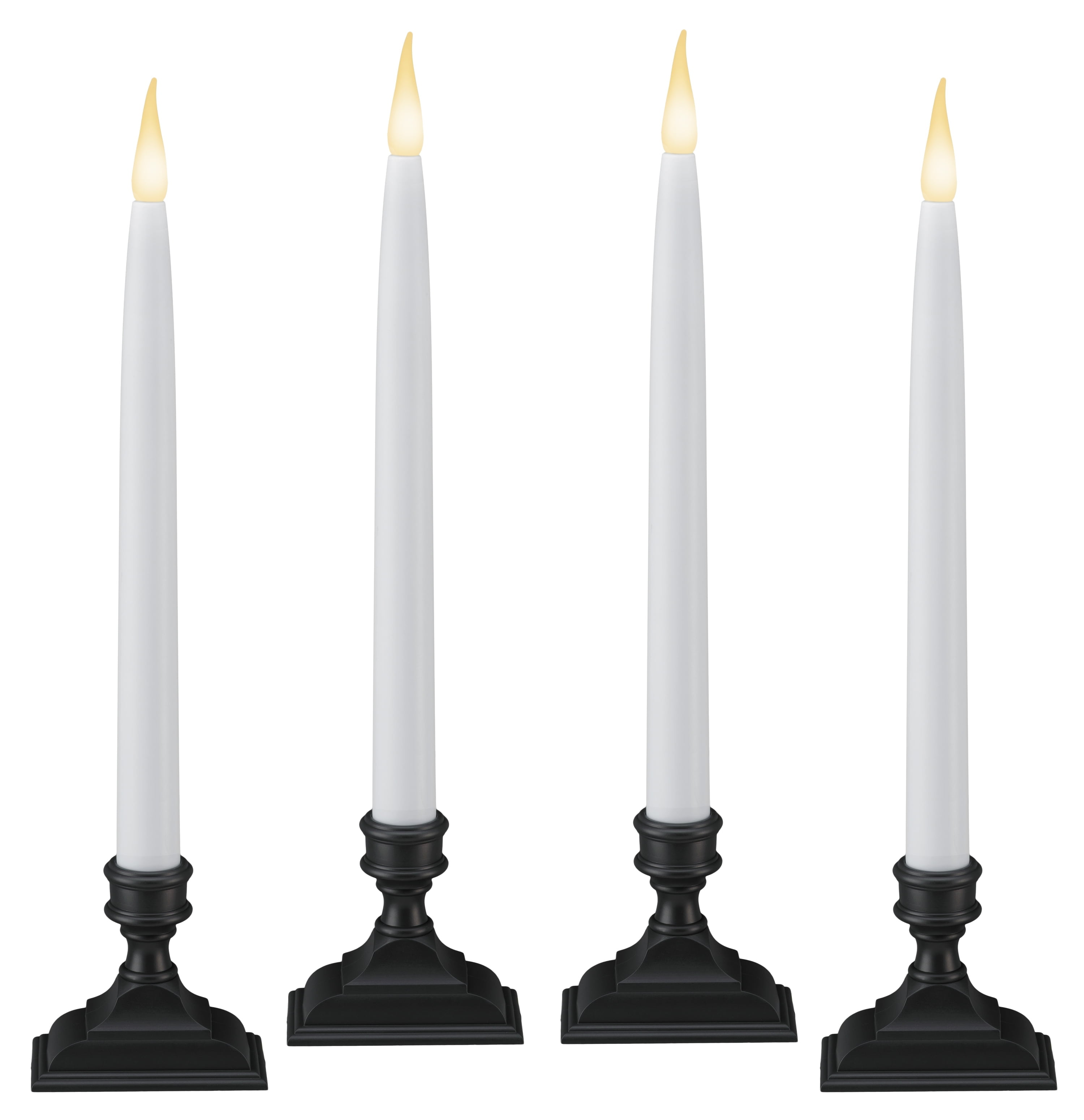 612 Vermont Battery Operated LED Window Candles with Timer (6 on/18 Off), Patented Warm White Dual LED Flicker Flame (Pack of 4, Antique Bronze)