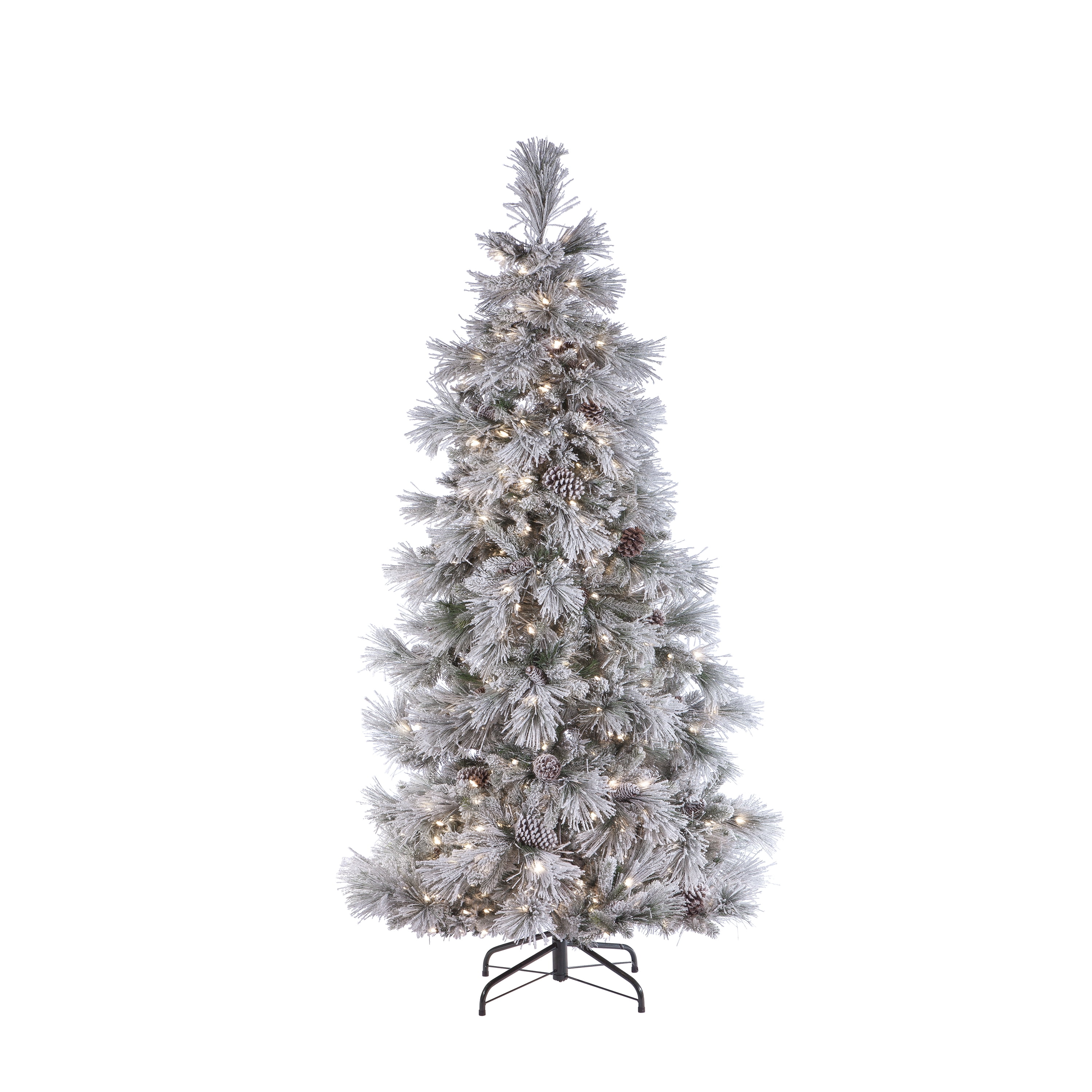 7 ft. Pre Lit Cool White LED Lightly Flocked Snowbell Pine
