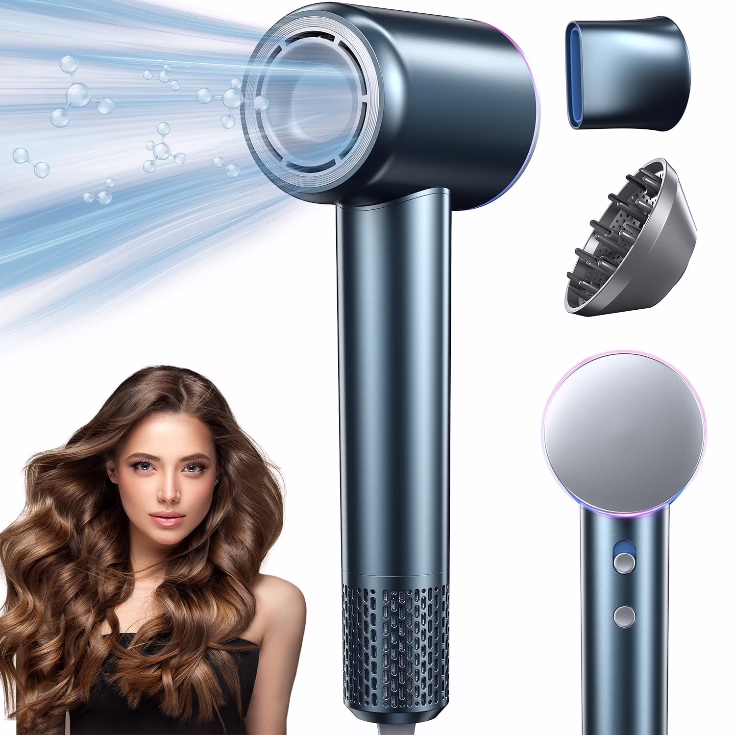 iDOO High Speed Portable Ionic Hair Dryer with Exclusive Hot & Cold Air Cycle Mode for Home Salon Travel