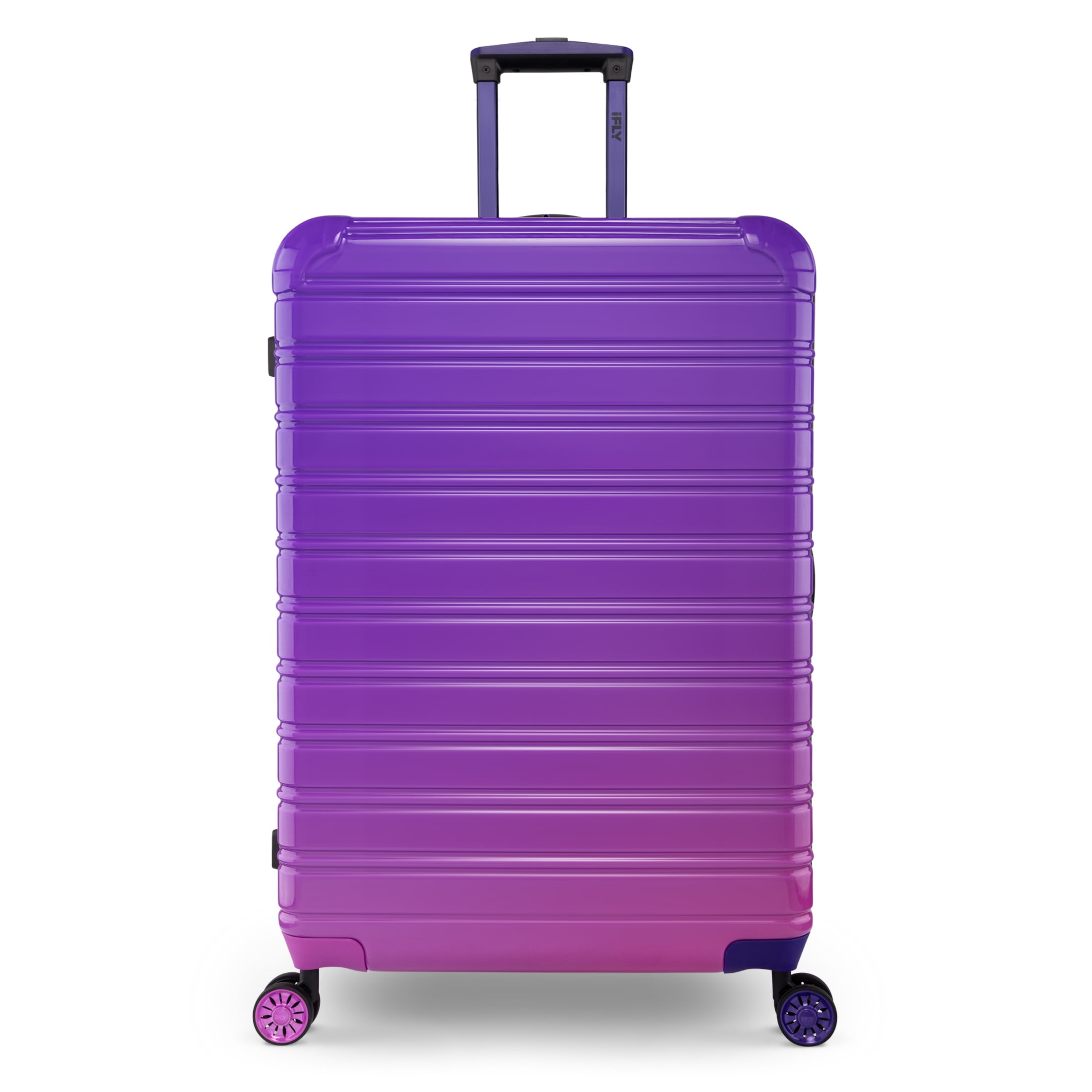 iFLY Hardside Fibertech Luggage 28" Checked Expandable Spinner Luggage for Travel, Midnight Berry