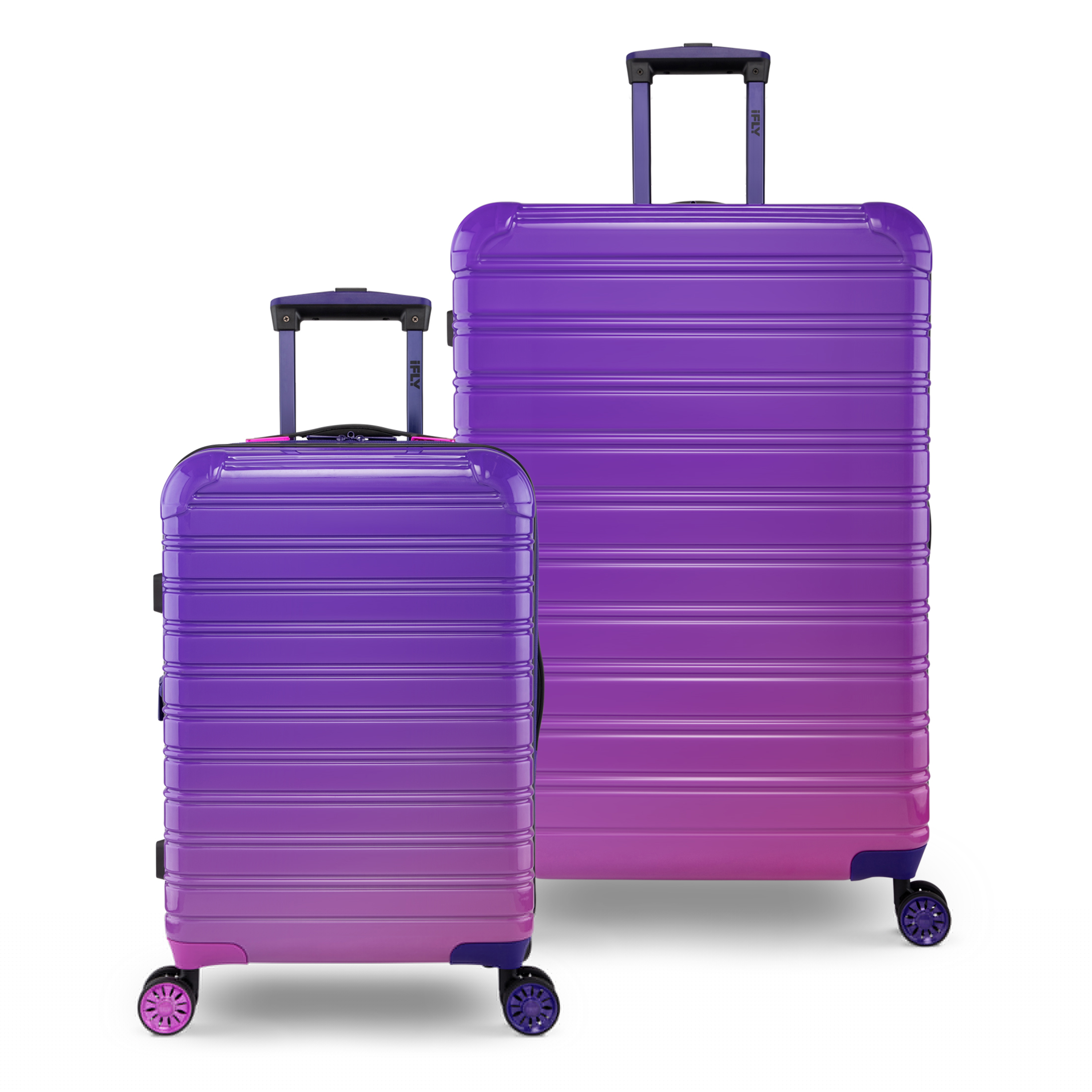 iFLY Fibertech 2-Piece Hardside Luggage Set – 20" Carry-On & 28" Checked Suitcase, Midnight Berry