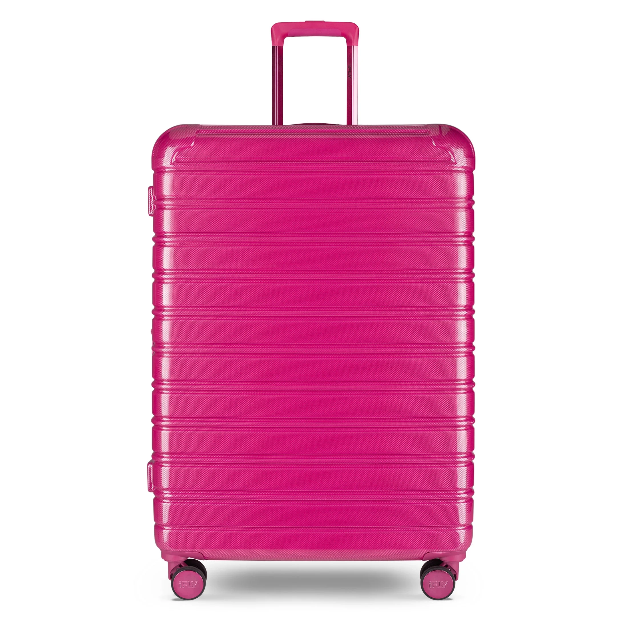 iFLY Hardside Fibertech 3.0 28" Large Checked Expandable Spinner Luggage for Travel, Very Berry