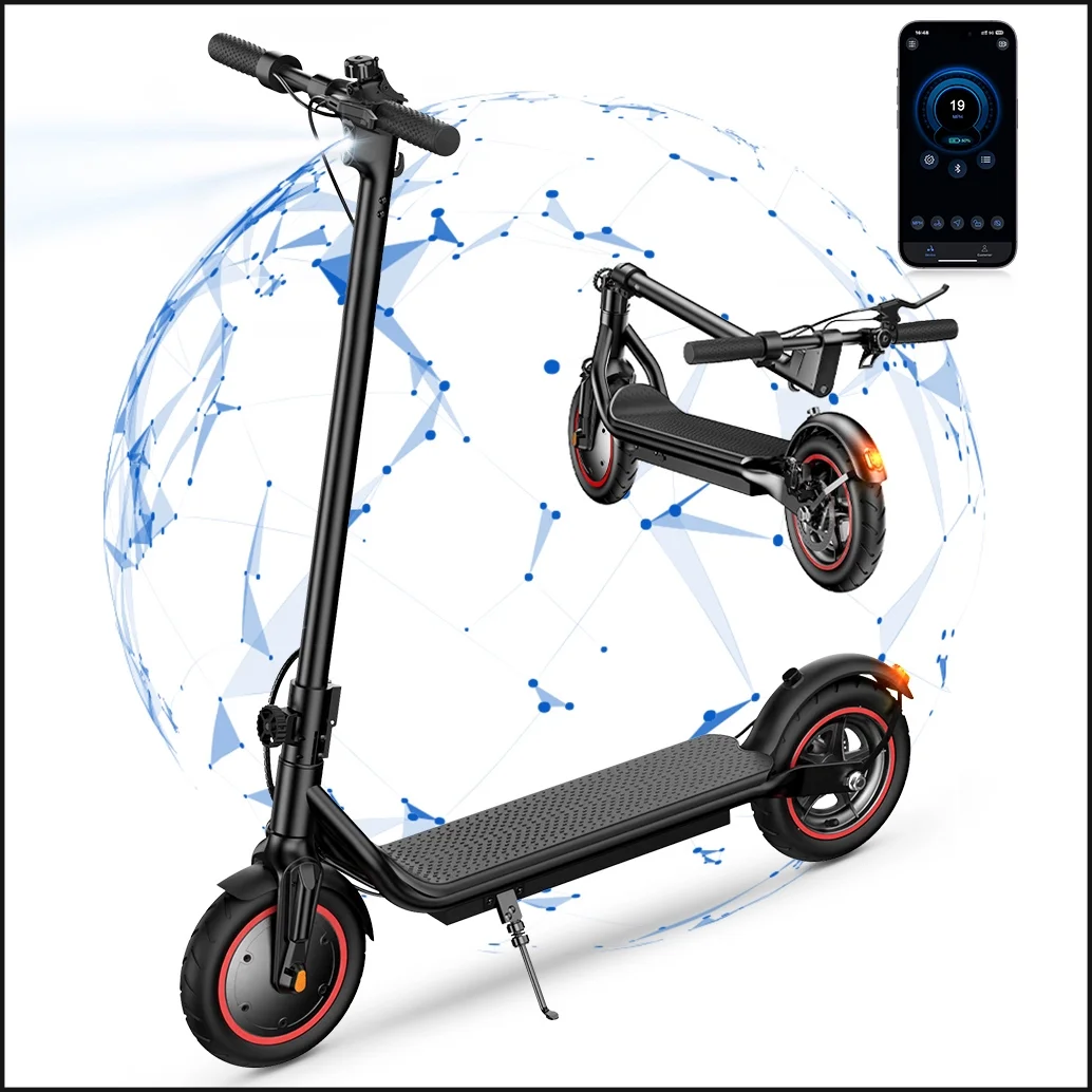 iScooter Electric Scooter for Adults Teens，350W Motor 21 Miles & 19 MPH Max，Extra-Wide Pedals, Portable Folding Design，Commuting E-Scooter Gift for Teens