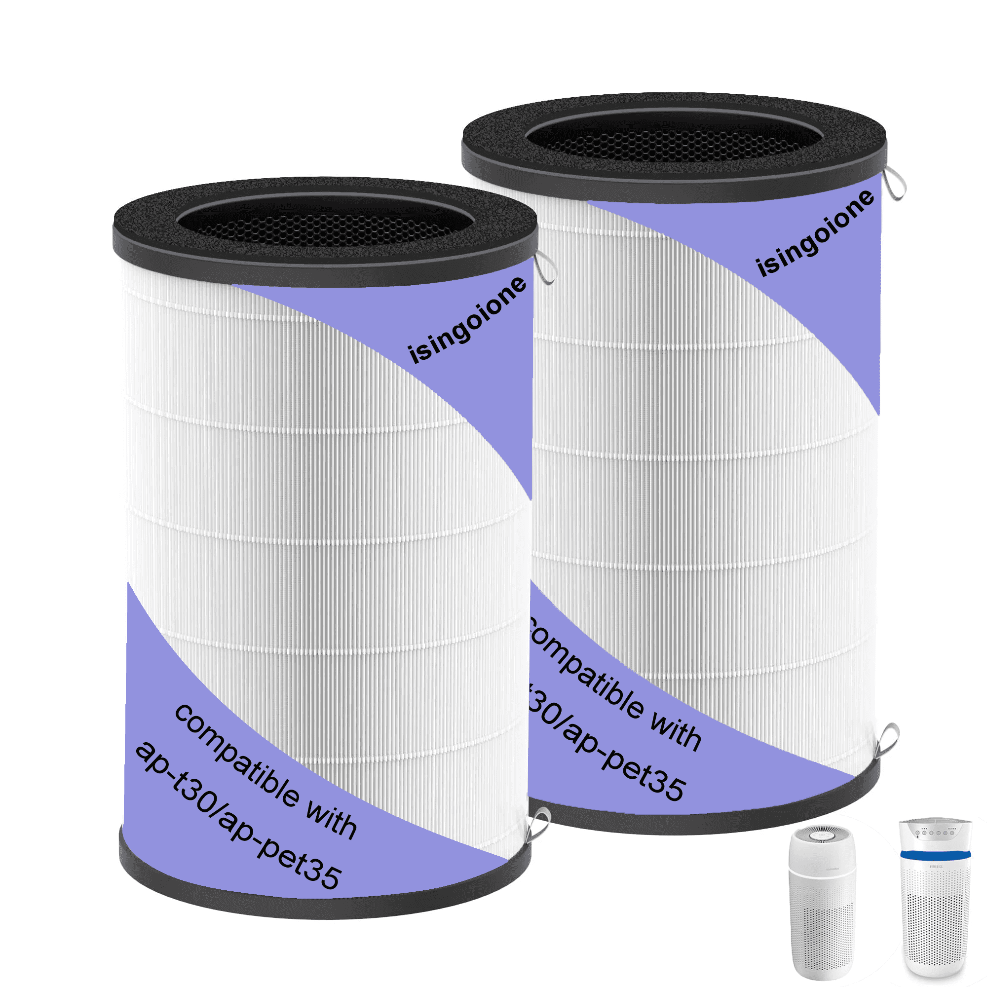 iSingoione AP-T30/AP-PET35 Hepa Replacement Filter, 2-Pack, for HoMedics TotalClean Air Purifier