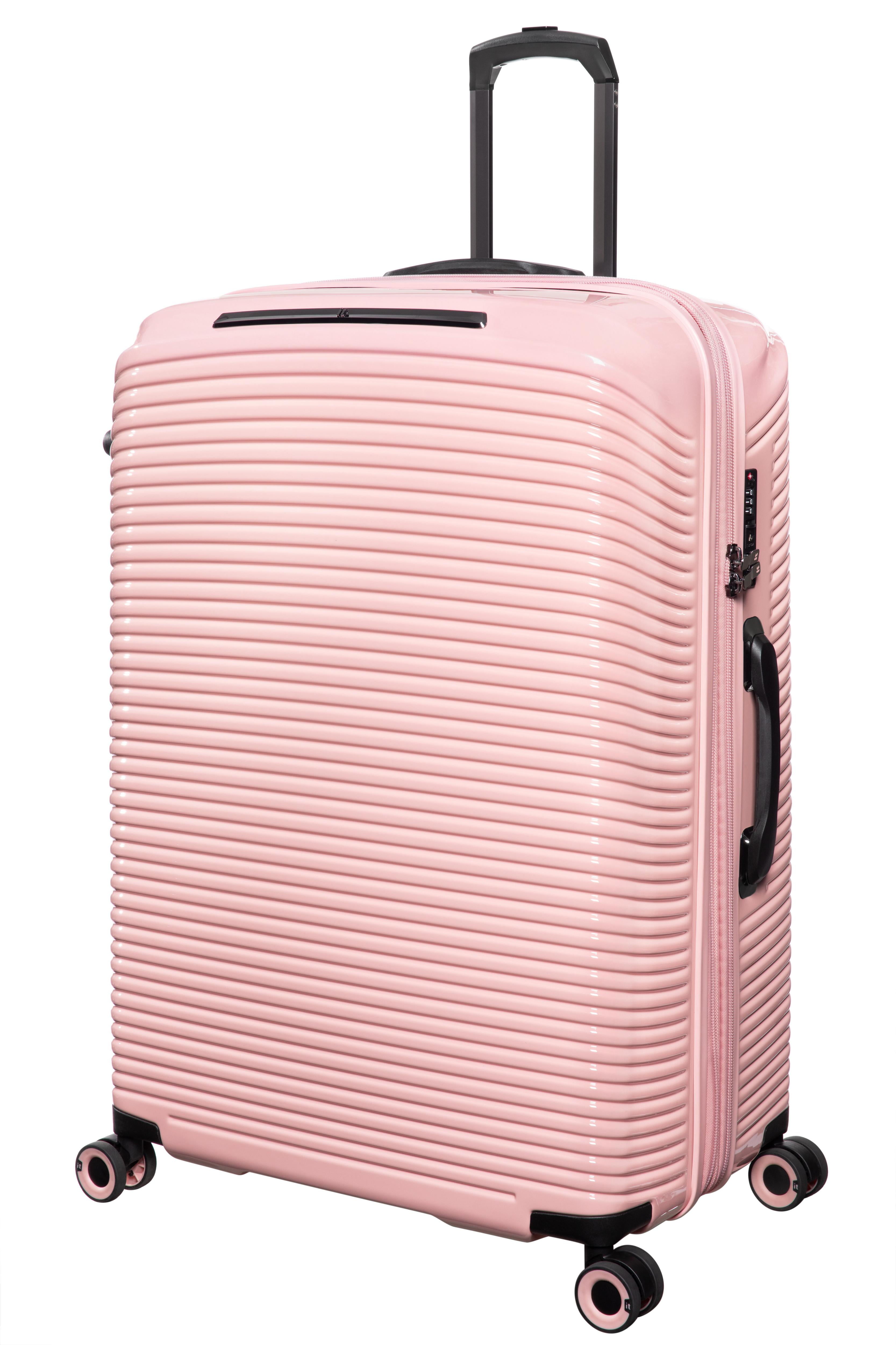 it luggage Traversed 32" Hardside Checked 8 Wheel Expandable Luggage Suitcase Spinner, Metallic Rose Gold
