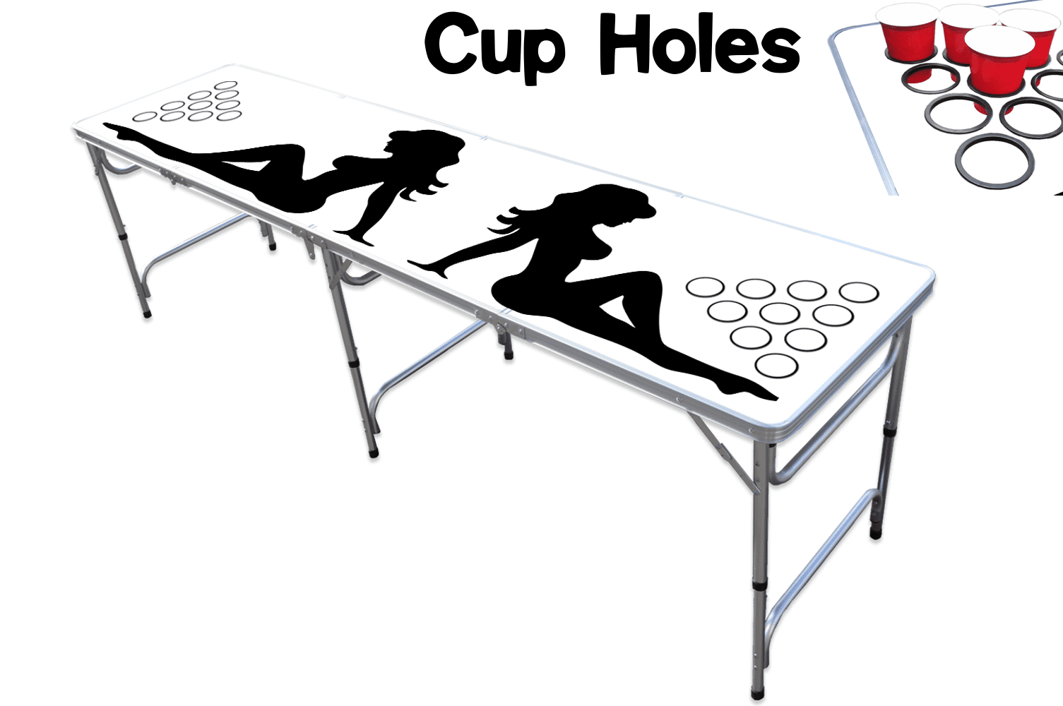 8-Foot Professional Beer Pong Table w/ Cup Holes - Trucker Girl Edition