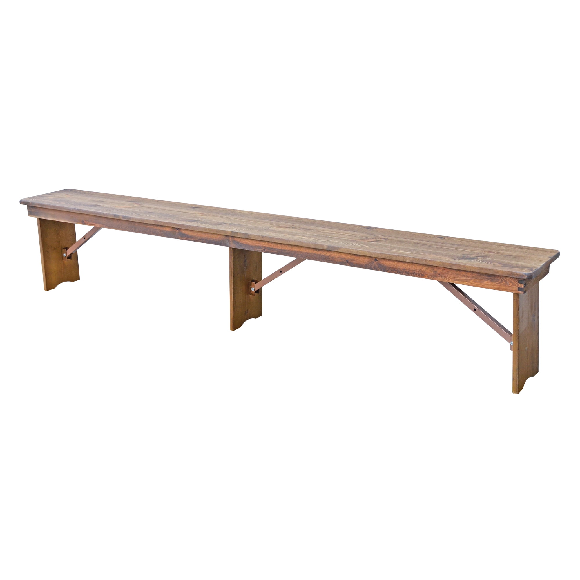 96 inch x 12 inch Farmhouse Pine Wood Rectangle Folding Bench - Rustic