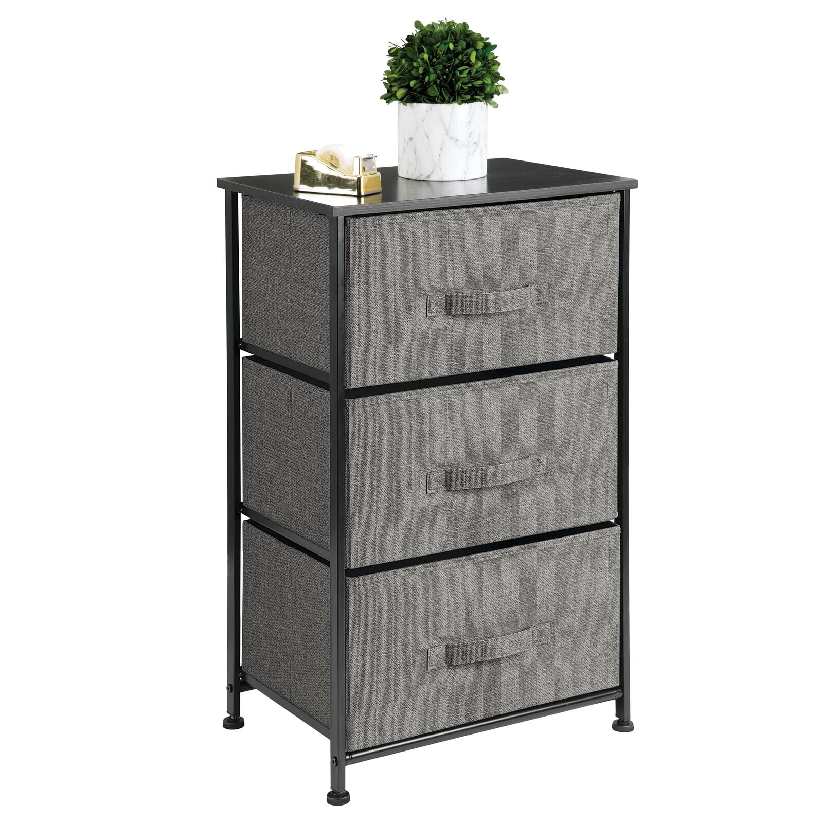 mDesign Storage Dresser Tower Furniture Unit with 3 Drawers - Charcoal Gray