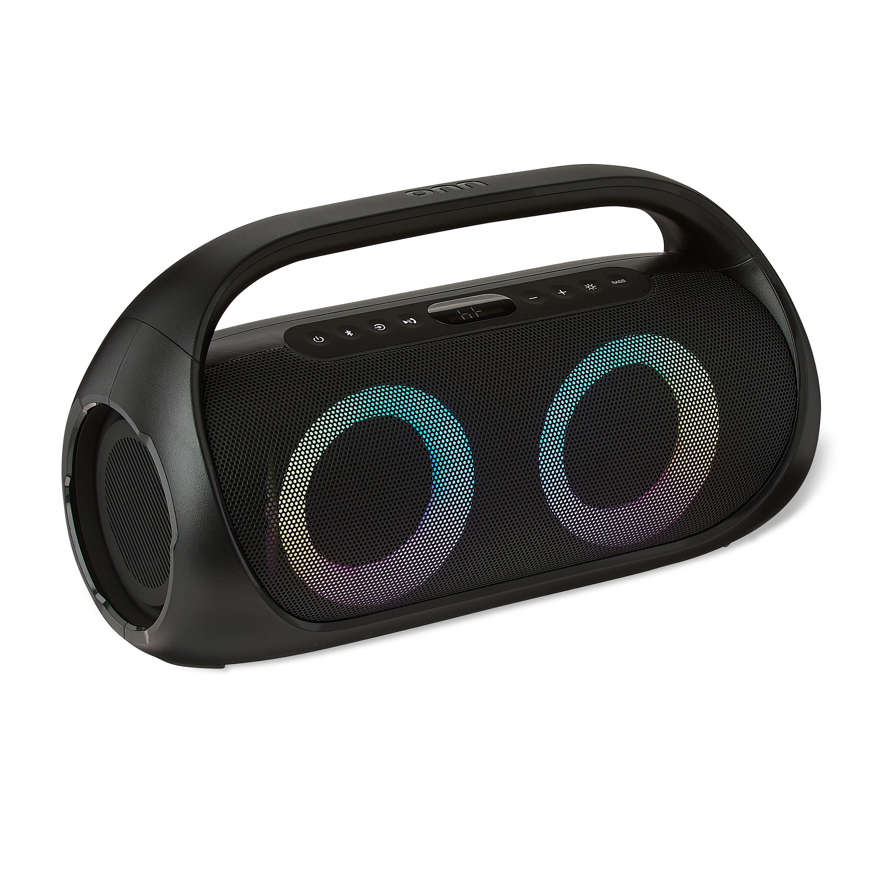 onn Portable FM Boombox with LED Lighting