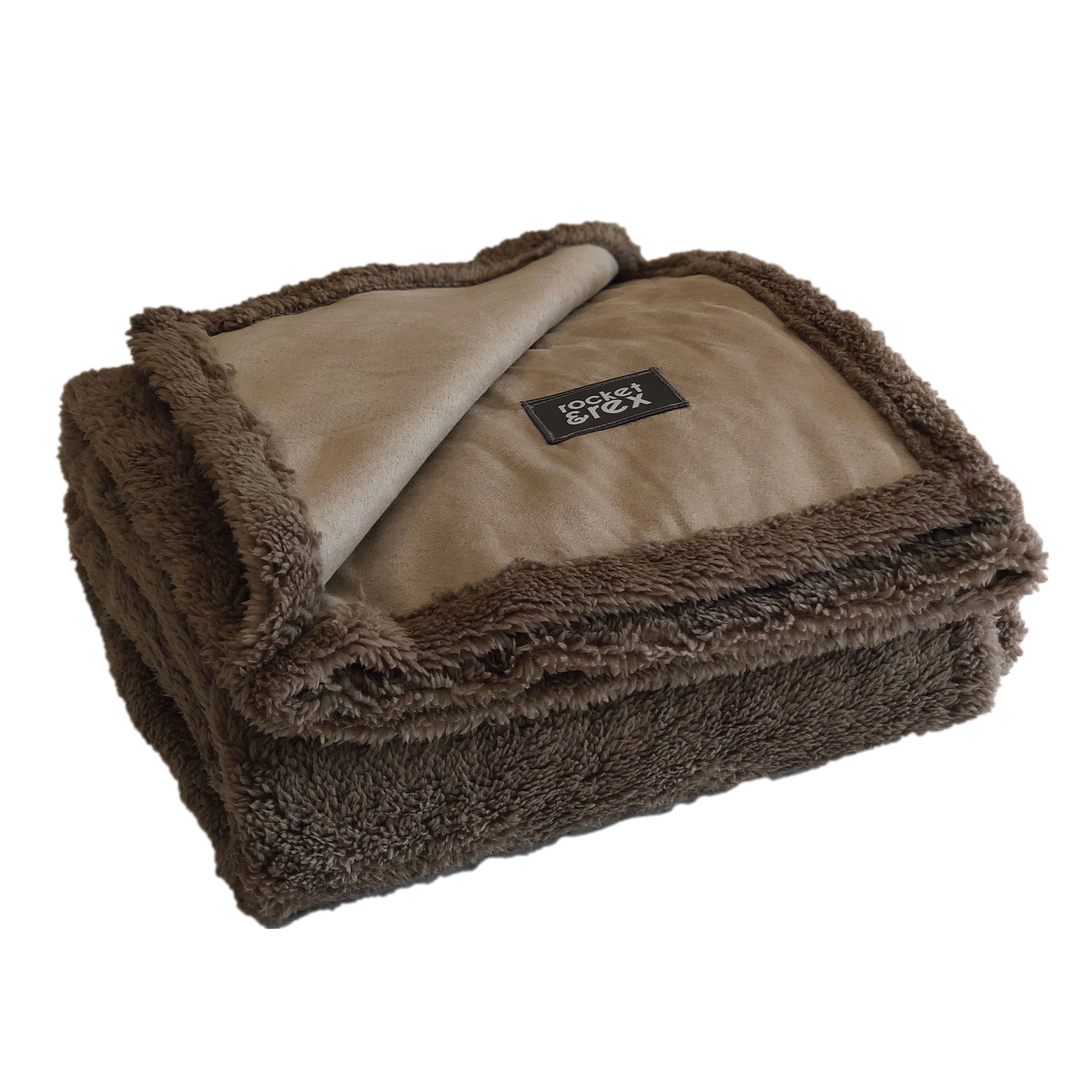 rocket & rex Extra Large Waterproof Dog Blanket, Brown, Washable Waterproof Pet Blanket Protects Beds, Couches & Other Furniture, Premium Fleece Fabric with Reversible Faux Suede, 56" x 73"