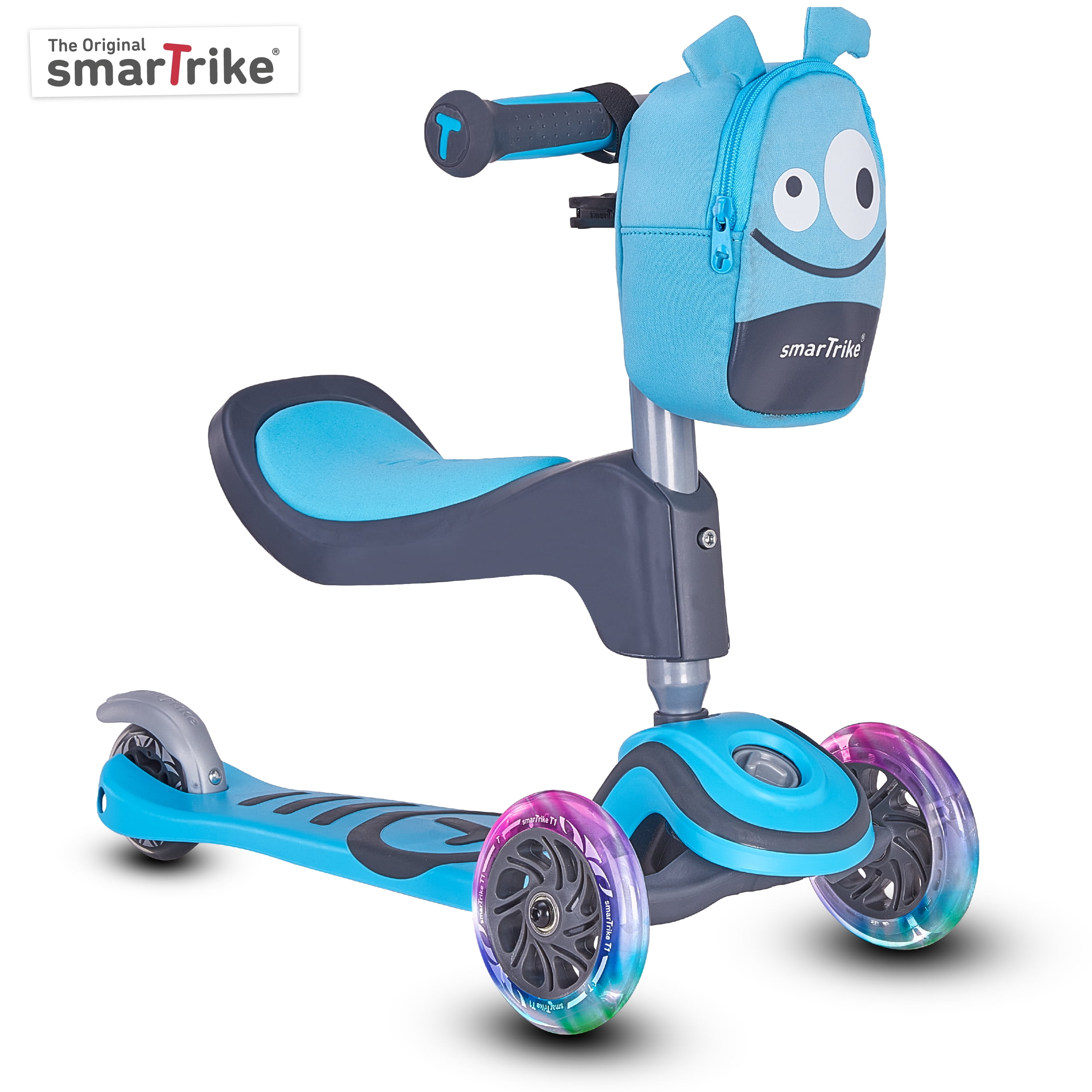 smarTrike T1 3-in-1 Toddler Kick Scooter with LED Lights, 15M+, Blue