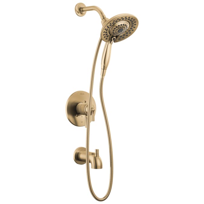 Delta Saylor Champagne Bronze 2-handle Multi-function Round Bathtub and Shower Faucet
