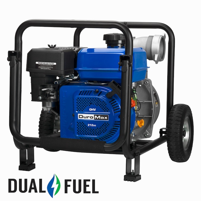 DuroMax Stainless Steel Water Pump - Portable, 212cc 4-Stroke OHV Engine, 3in Inlet/Outlet, ETL Safety Listed - Ideal for Draining Pools, Lakes, and More