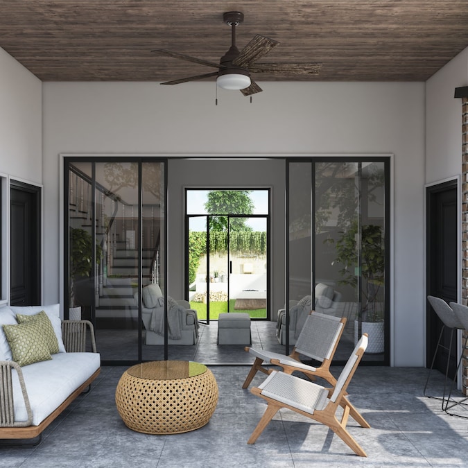 Harbor Breeze Kennerly 44-in Bronze with Gray Wash/Cocoa Blades LED Indoor/Outdoor Ceiling Fan with Light (5-Blade) - Image 3