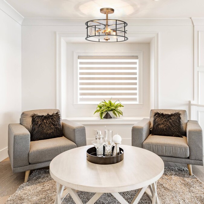 ZEVNI Cleon 3-Light Satin Gold LED Semi mount light - Image 5