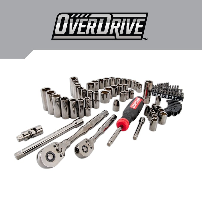 CRAFTSMAN OVERDRIVE 99-Piece Standard (SAE) and Metric Gunmetal Chrome Mechanics Tool Set with Hard Case