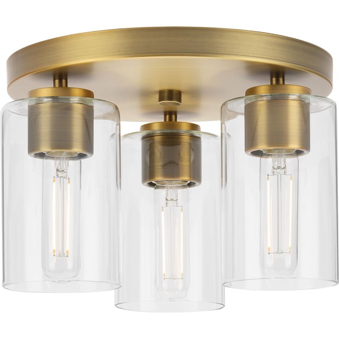 Progress Lighting Cofield 3-Light Brass Flush Mount Light