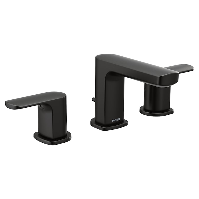 Moen Rizon Matte Black Widespread 2-Handle WaterSense Bathroom Sink Faucet with Drain