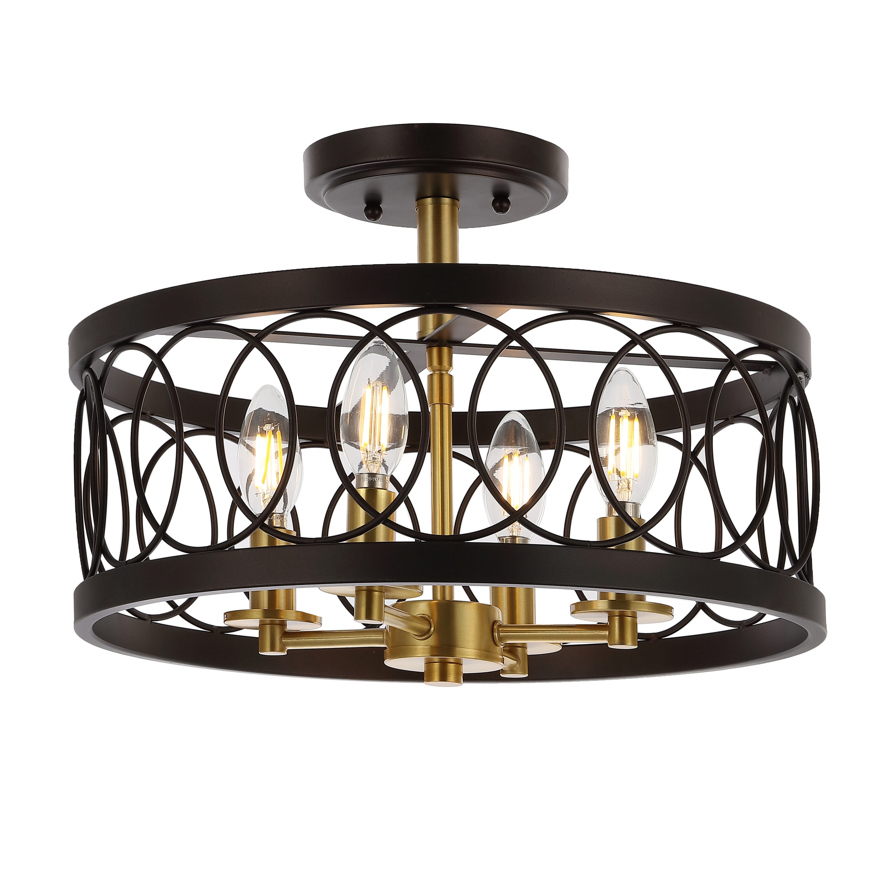 Sylvain 15.5" Metal LED Semi-Flush Mount 1 -Light 15.5-in Oil rubbed Black Semi Flush Mount Light