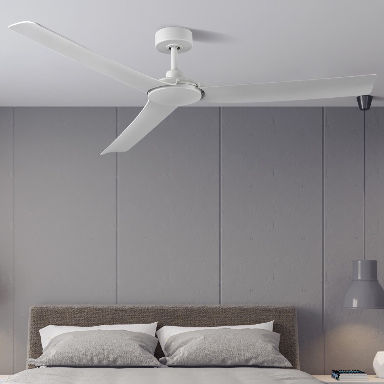 Lochwood 60-in Outdoor Matte White with Matte White Blades Ceiling Fan and Remote ( 3 -Blade )