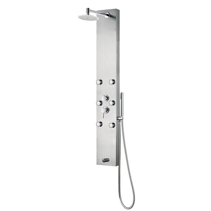 PULSE Stainless Steel Brushed 8-in Shower Panel System with 3-way Diverter (Valve Included)