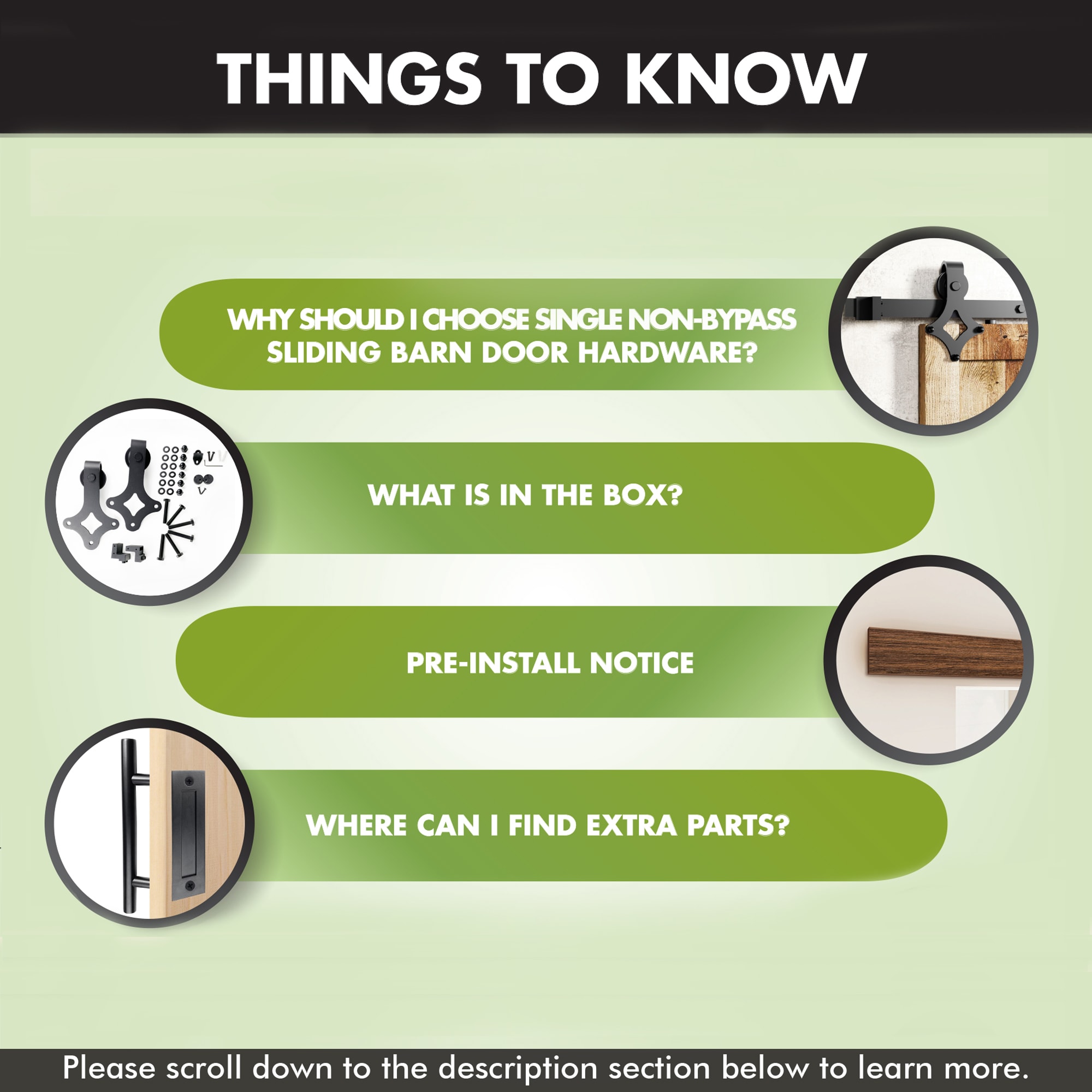 156-in Rustic black Black Indoor Diamond Single Barn door hardware kit - Image 4