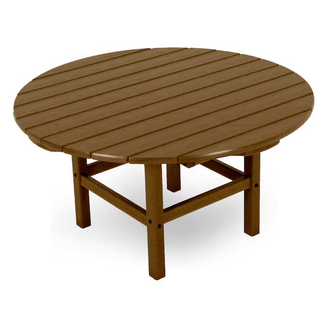POLYWOOD Tables Round Outdoor Coffee Table 38-in W x 38-in L with Umbrella Hole