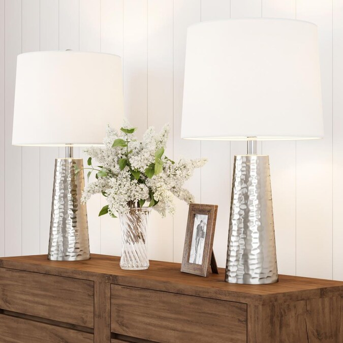 Hastings Home Lamps Modern/Contemporary LED Lamp Set with Off-white Shades