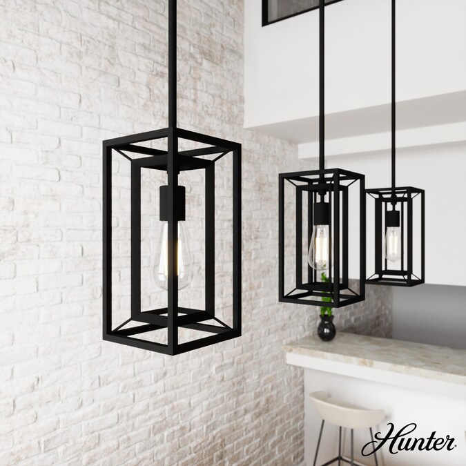 Hunter Doherty Natural Iron Transitional Square LED Mini Hanging Kitchen Island Light