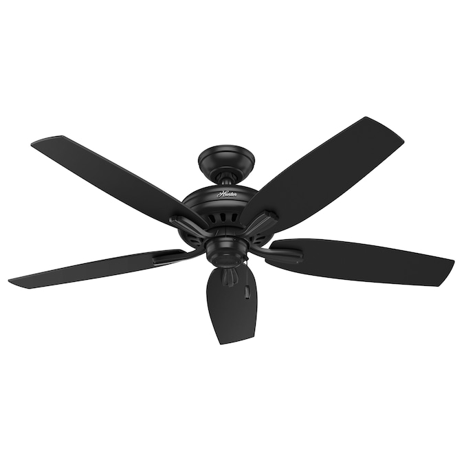 Hunter Newsome 52-in Matte Black with Matte Black/Dark Walnut Blades Indoor/Outdoor Ceiling Fan Light Kit Compatible (5-Blade)