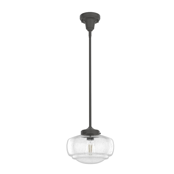 Hunter Saddle Creek Noble Bronze Vintage Seeded Glass Schoolhouse LED Medium Hanging Convertible Pendant/semi-flush