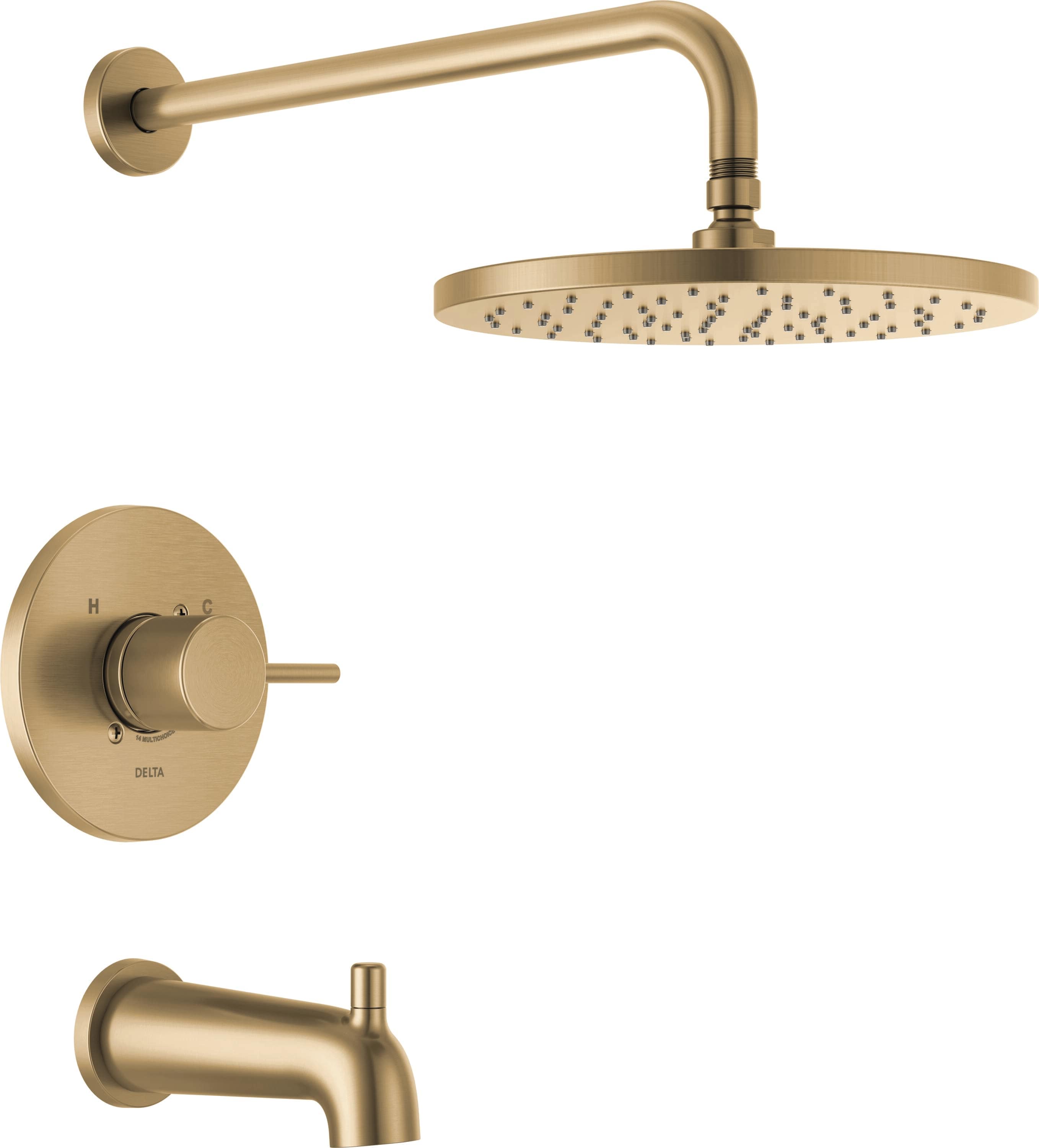 Modern Champagne Bronze 1-handle Single function 10-Inches Round Bathtub and shower Faucet