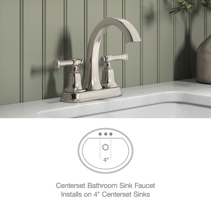 ER Florez Vibrant Polished Nickel 2-hole 2-Handle WaterSense Bathroom Sink Faucet with Drain - Image 4