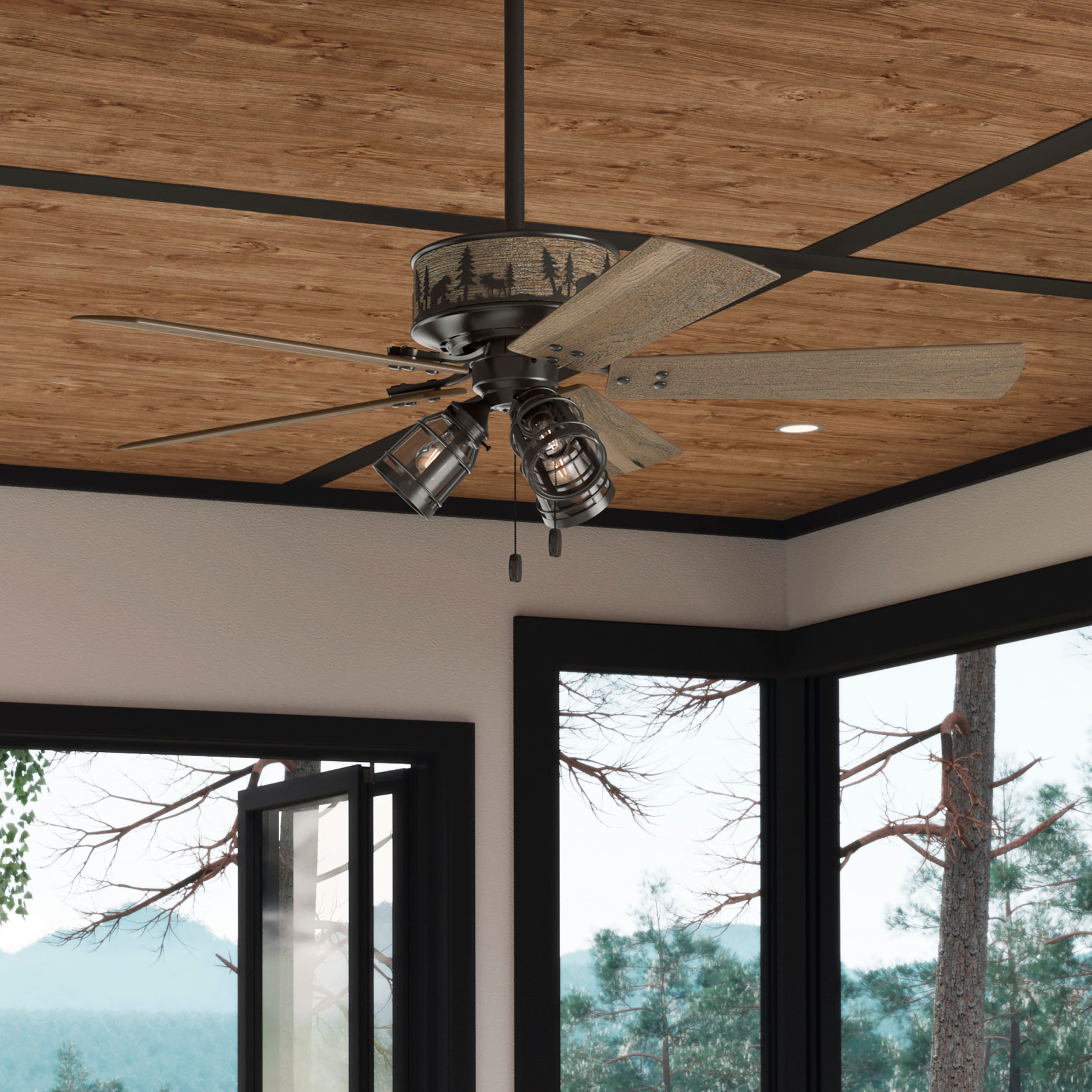 Mt. Hickory SureSpeed 52-in Noble Bronze with Aged Oak Blades Ceiling Fan With Light ( 5 -Blade )