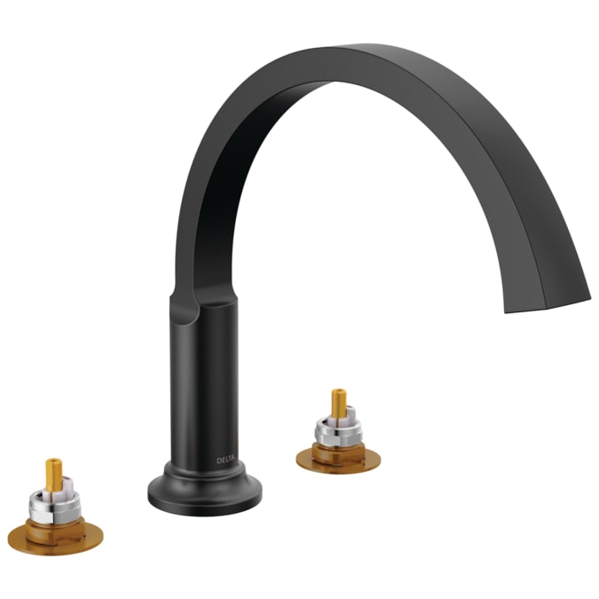 Delta Tetra Matte Black Deck-mount Roman High-arc Bathtub Faucet