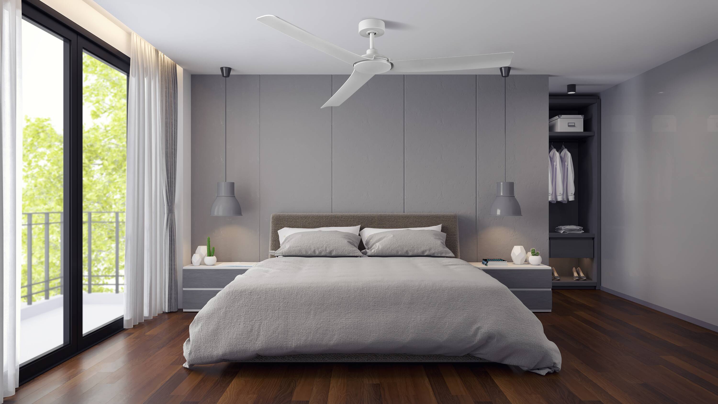 Lochwood 60-in Outdoor Matte White with Matte White Blades Ceiling Fan and Remote ( 3 -Blade ) - Image 10