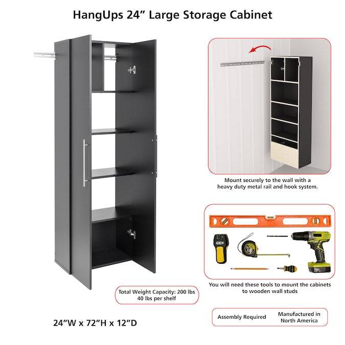 Prepac HangUps 24-in W x 72-in H Wood Composite White Wall-mount Utility Storage Cabinet - Image 14