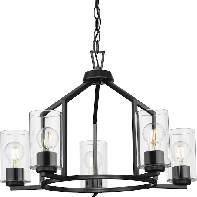 Progress Lighting Goodwin 5-Light Matte Black Farmhouse Dry rated Chandelier